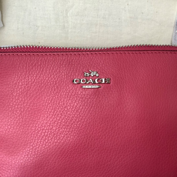 Coach Nolita 19 Leather Pouch Wristlet Strawberry with Silver Chain Hand… - Picture 6 of 13